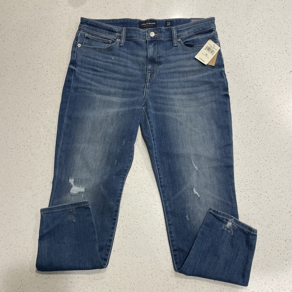 Lucky Brand NWT Women's Ava Mid Rise Skinny Size 14/32 Ankle Jeans Distressed